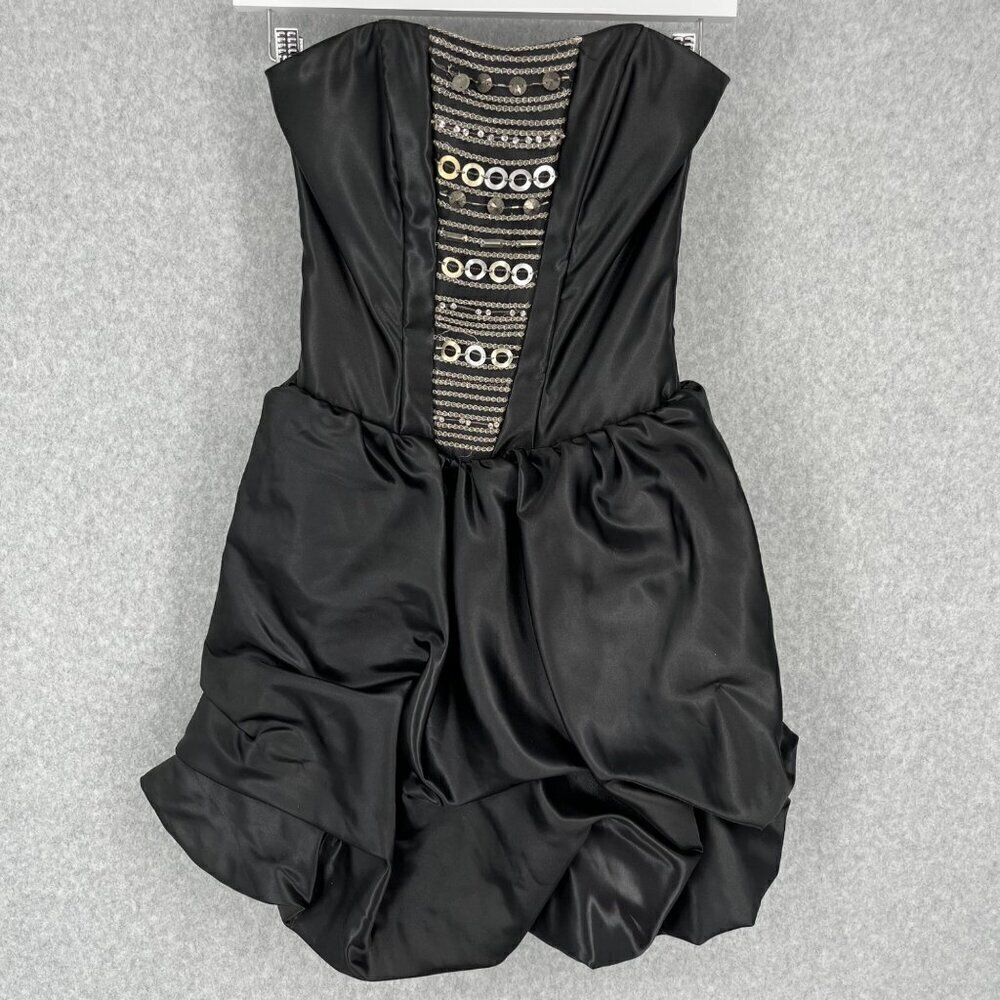 Jessica McClintock Gunne Sax Bubble Mini Dress Size 1 Black Fairy Whimsigoth VTG